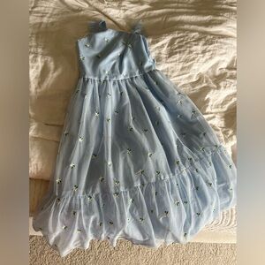 Mini Boden Charming Blue Girls tulle floral midi dress